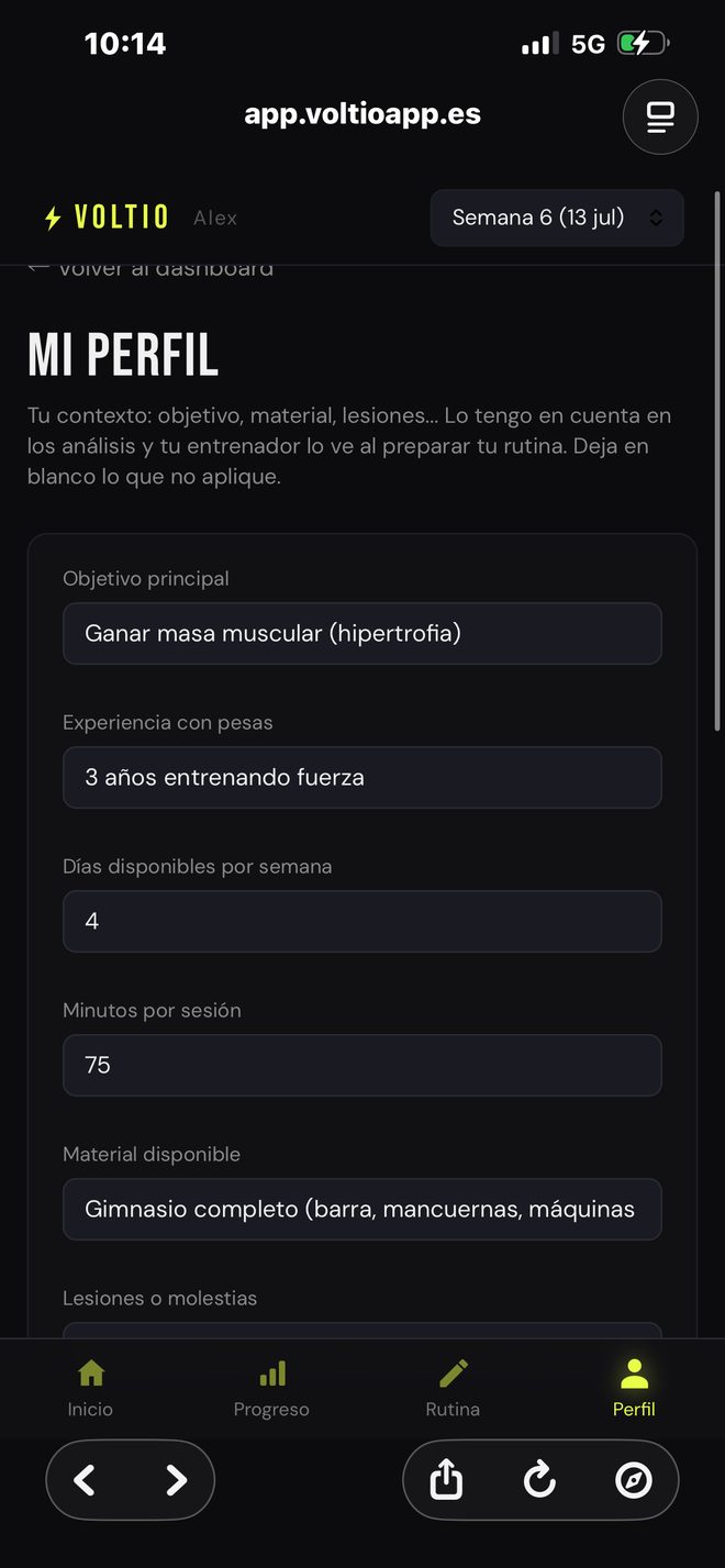 Perfil del atleta en Voltio: objetivo, experiencia, material y lesiones